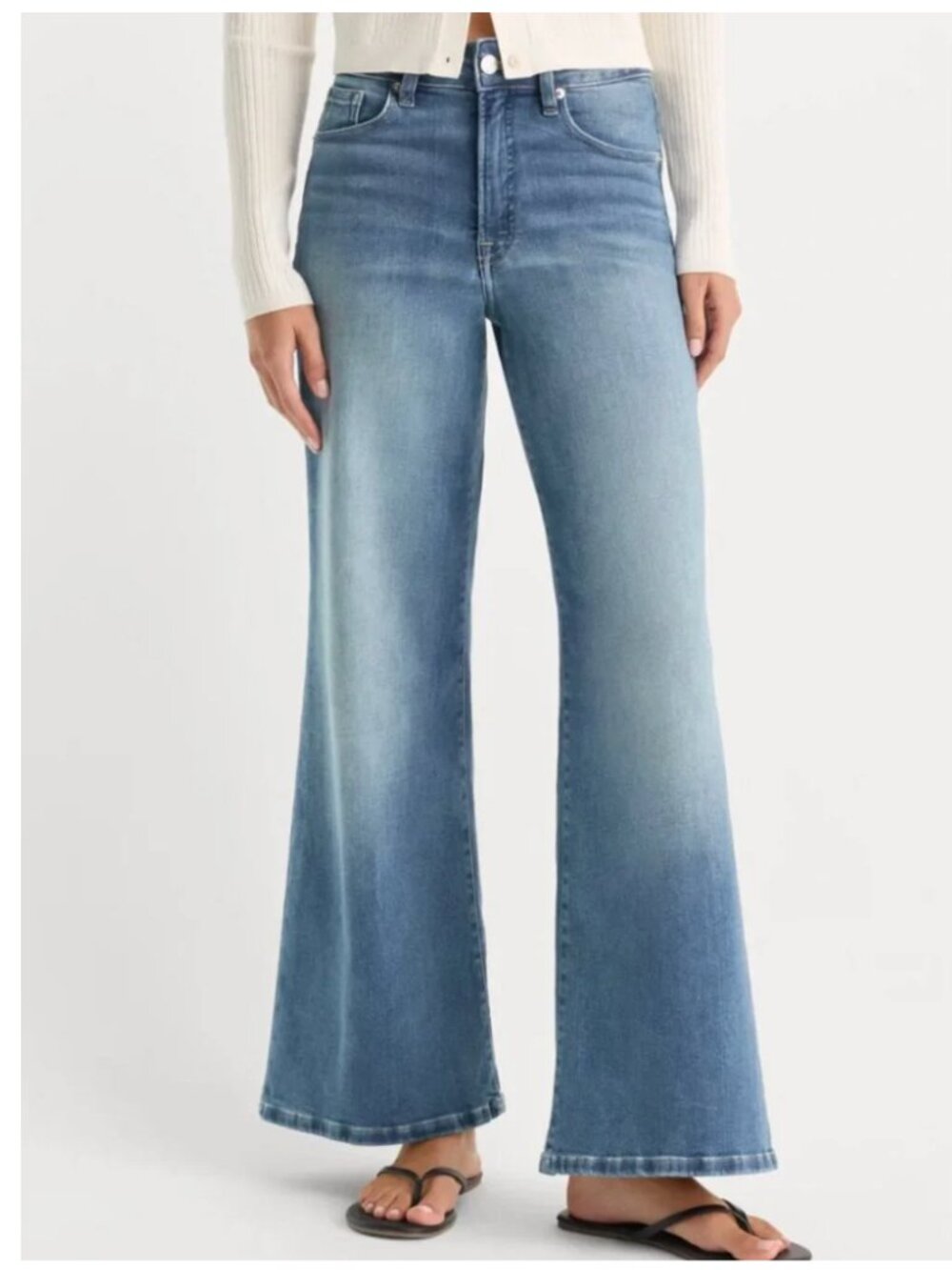 Good American Soft Tech Good Waist Palazzo Cropped Jeans Size 18 Plus